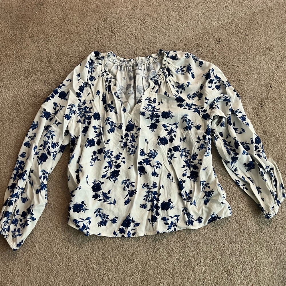 Old Navy Blue Floral Blouse